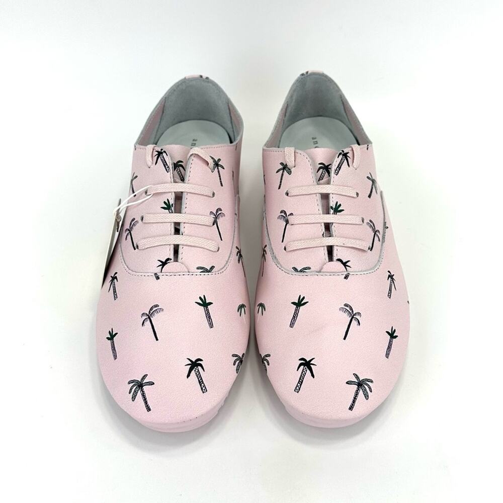 Anothersole Women Flats/Sneakers Sz 8 Pink Leather Palm Tree Print Cushioned New - Picture 5 of 15
